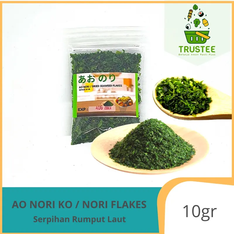 Aonori Ko Taburan Takoyaki Mentai / Ao Nori Bubuk Seaweed Flakes / Serbuk Rumput Laut 10gr 0