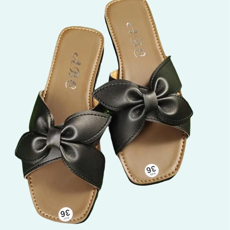 Dép bệt nơ quay  Mũi tròn DéP Shoes Nữ GiàY Nhung dép quaingang miu dép gà  nữ Đế Bằng dép  nữ quai phồng depnuhottrend 2023