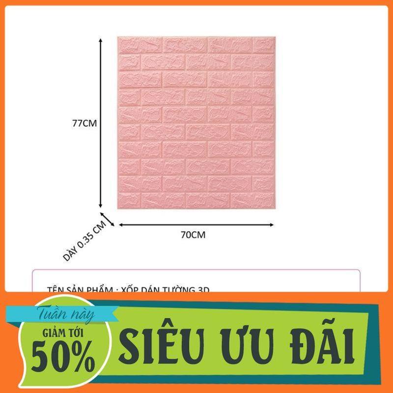 COMBO 10 Miếng Xốp dán tường 3D khổ 70x77cm giả gạch phủ bóng chống bẩn, mặt sau có sẵn keo 1