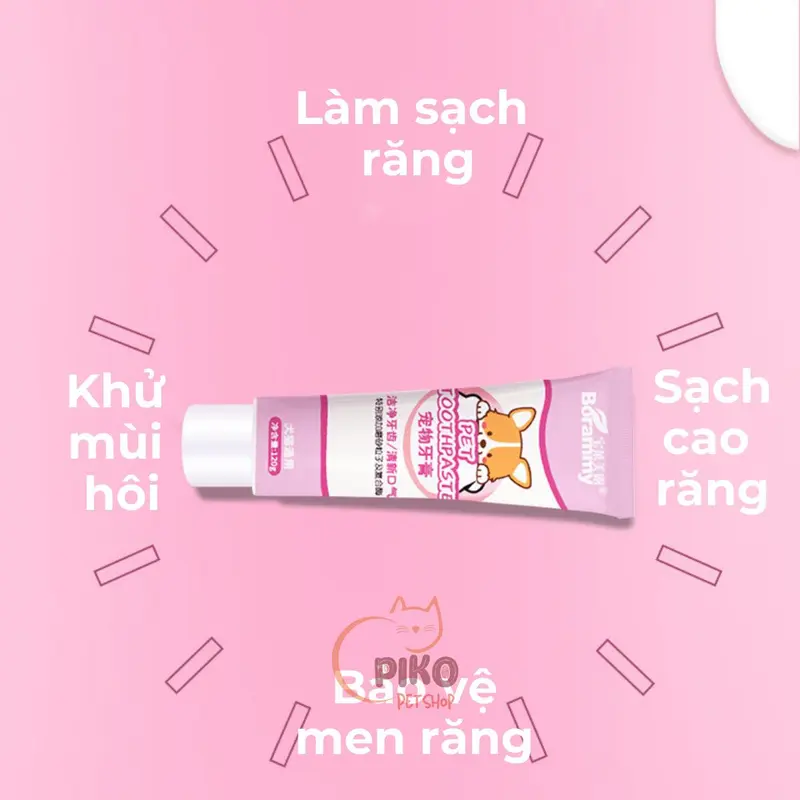 Kem đánh răng cho chó mèo Borammy kèm bàn chải đánh răng thú cưng - Piko Petshop 5