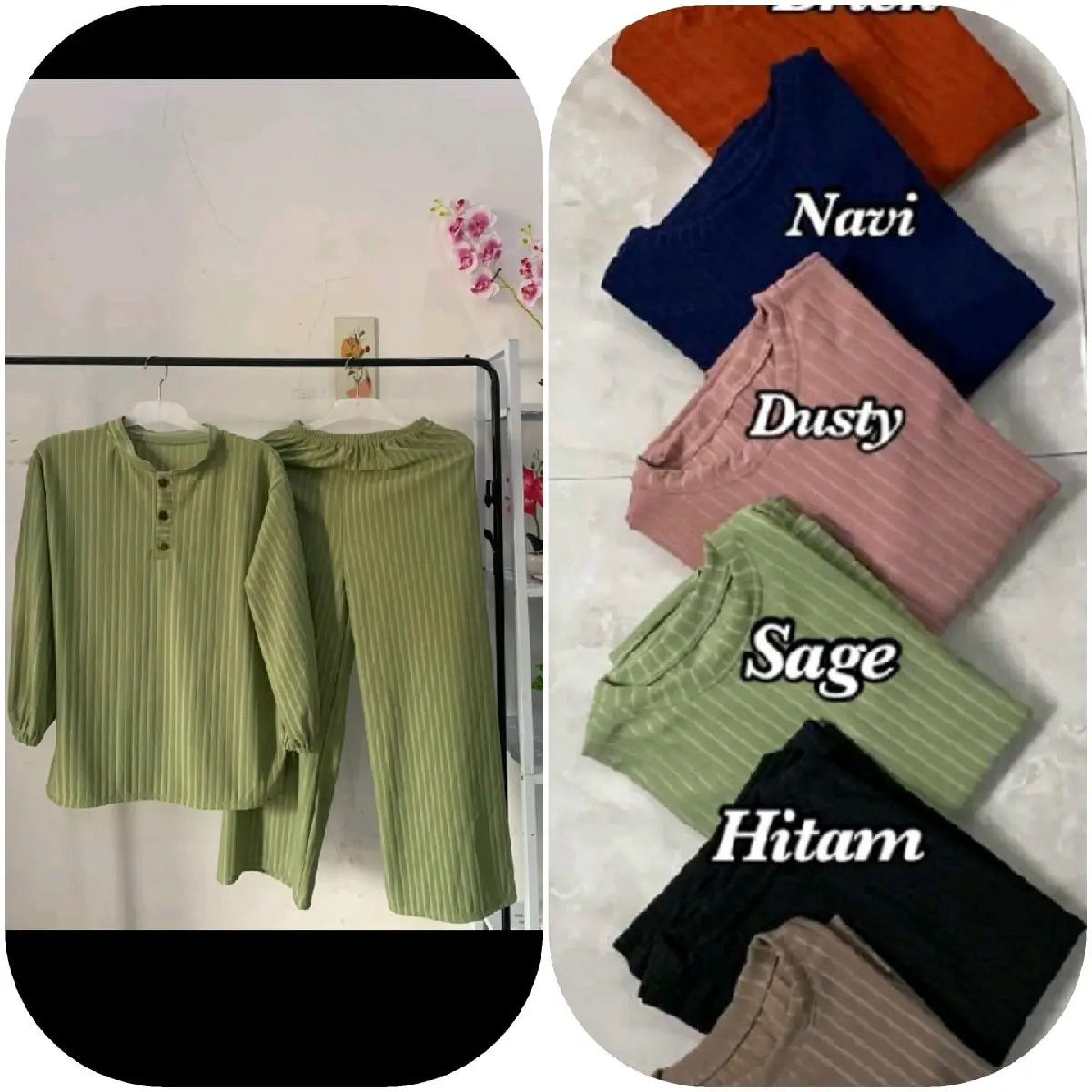 Setcel Kancing Busui | Bahan knit Hornet | By SaffaFashion Shop