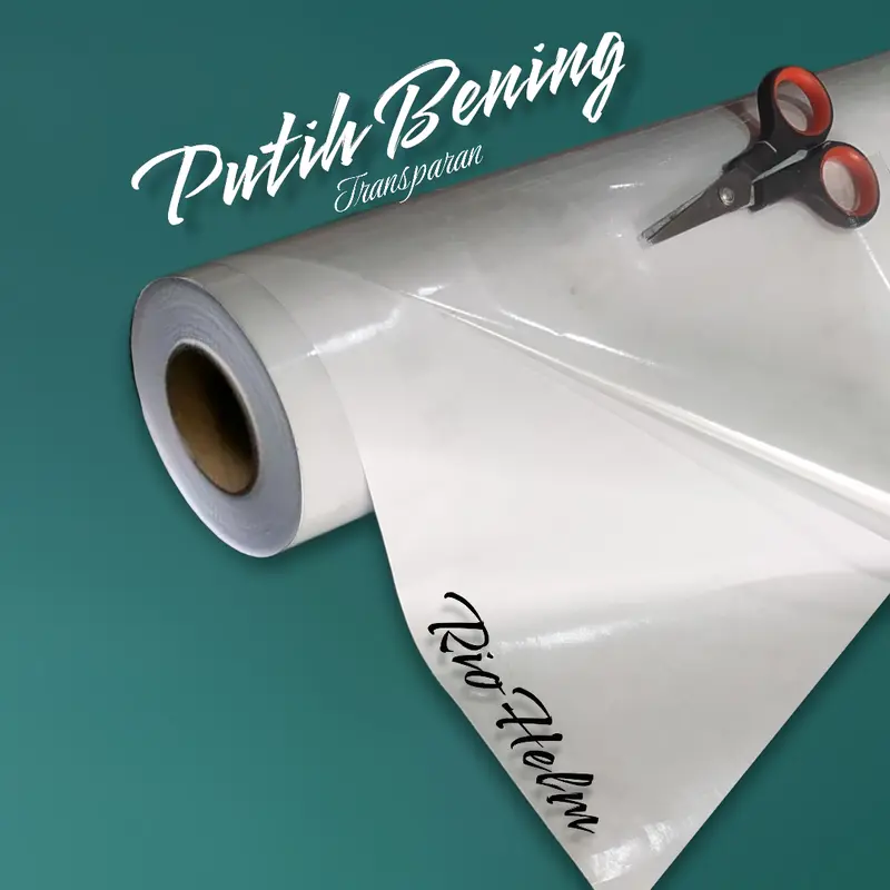 Skotlet bening clear putih sticker transparan glossy 0