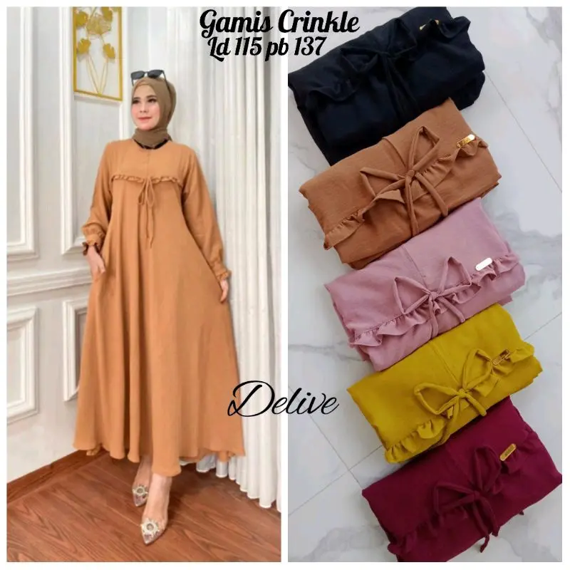 Gamis remple pita//Gamis crinkle polos