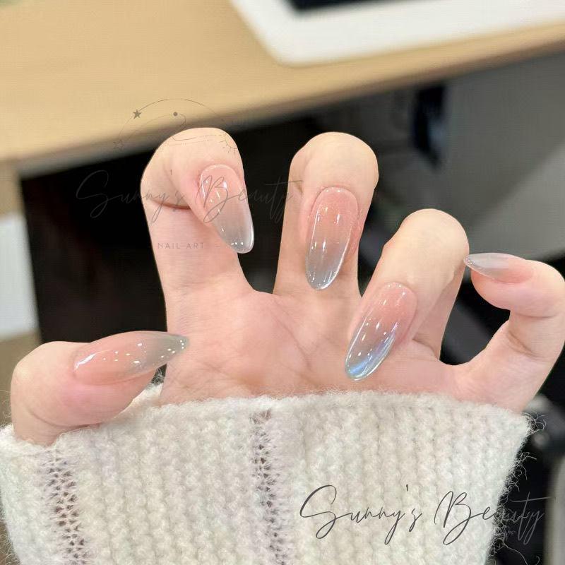 Miếng Dán Móng Chân Móng Giả Móng Mắt Mèo Giống Như Băng Xanh Biển Mùa Hè M094 Làm Bằng Thuần Khiết ngón nail box dụng cụ chà gót cầm tay