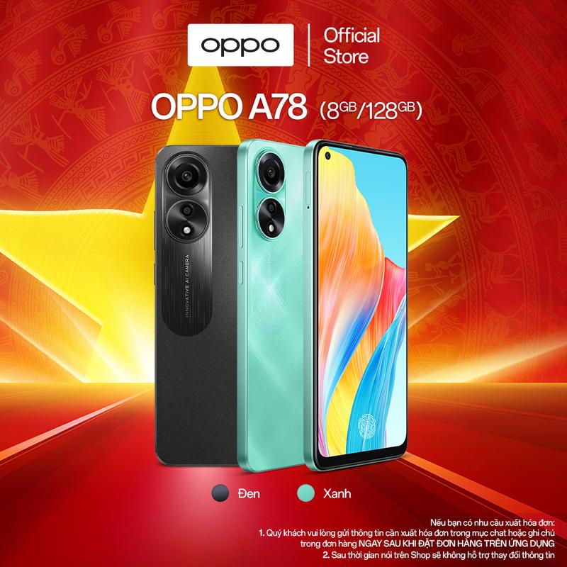 Điện Thoại OPPO A78 (8GB/256GB) | Sạc Nhanh SUPERVOOC 67W | Màn Hình AMOLED 90Hz | Pin 5000mAh | Hàng Chính Hãng