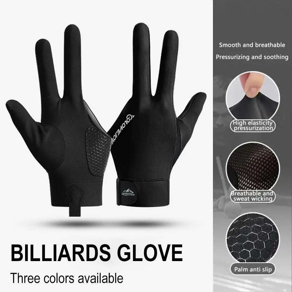 Professional Pressure Billiards Gloves NonSlip Snooker Gloves with Three Fingers for Optimal G2A0
