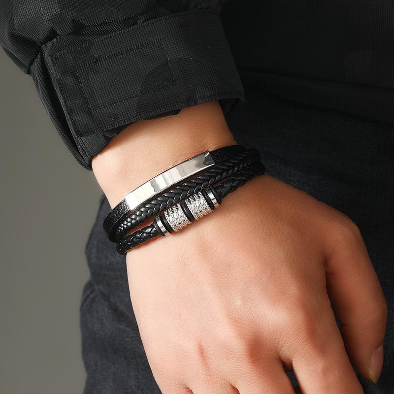 Product Introduction of Leather bracelet for men magnetic leather braided bracelet for men multilayer leather bracelet 7