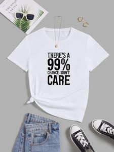 ImprinTee Women's Slogan Print Round Neck Graphic Tee, Vintage Trendy Casual Short Sleeve T-shirt For Daily Wear, Ladies Summer Outfit