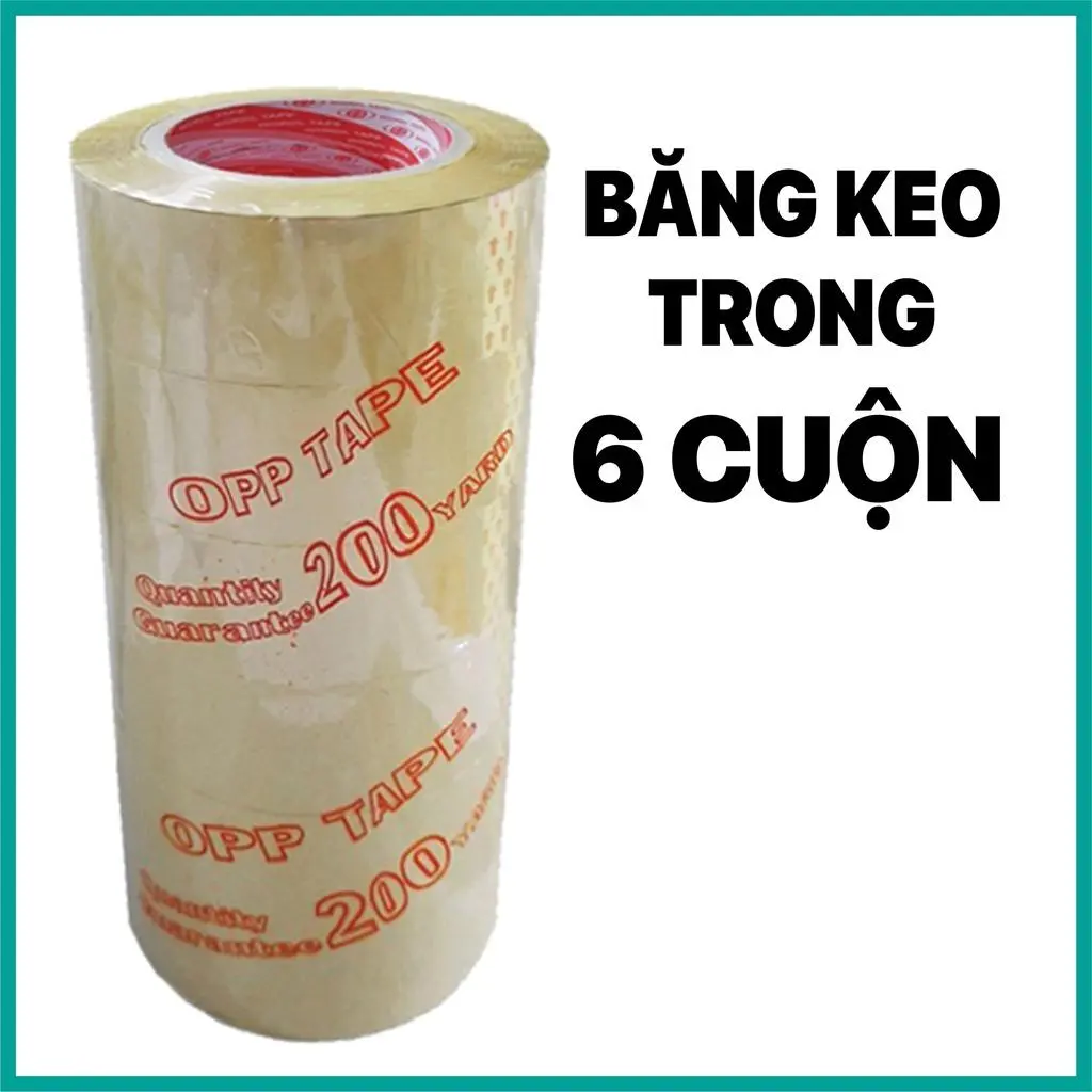 (CÂY 6 CUỘN) Băng Keo, Băng Dính Trong/ Đục, Băng Keo 100Y, 200Y Dán Thùng, Đóng Gói ({{store}})