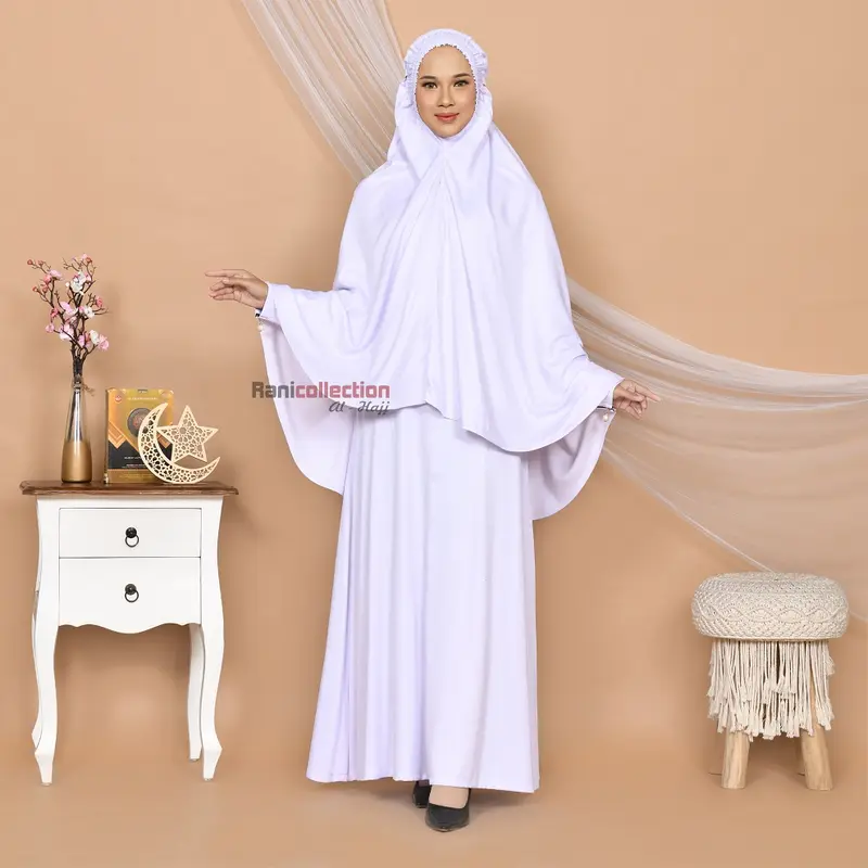 Pakaian Ihram Wanita Umroh baju umroh baju haji wanita set gamis Umroh Set PUTIH kantong muslim panjang  rayon  setelan  twill  jilbab  lembut Dress  Katun Lebaran Celana Ibu Nyaman 0