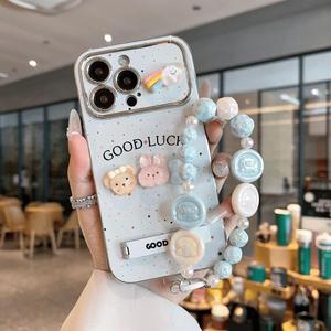 動物デザイン耐衝撃iPhoneケース チェーン＆スタンド付き 厚手ソフト保護カバー 各世代対応
