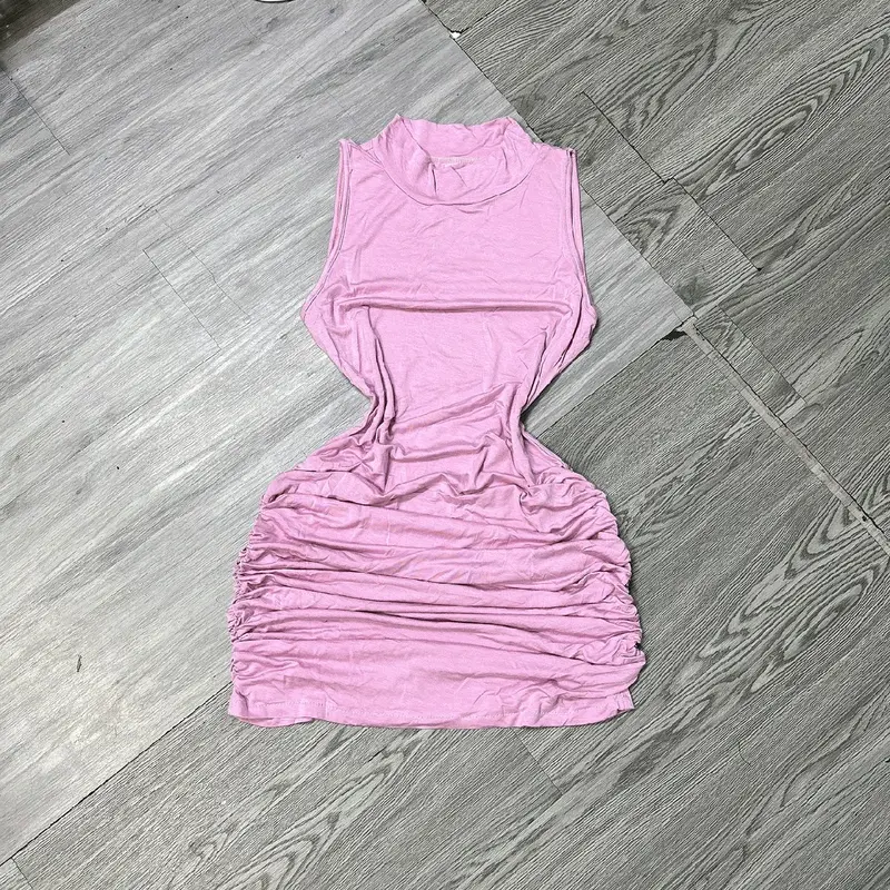 DU03 Đầm body cổ lọ sát nách vải thun lụa 6