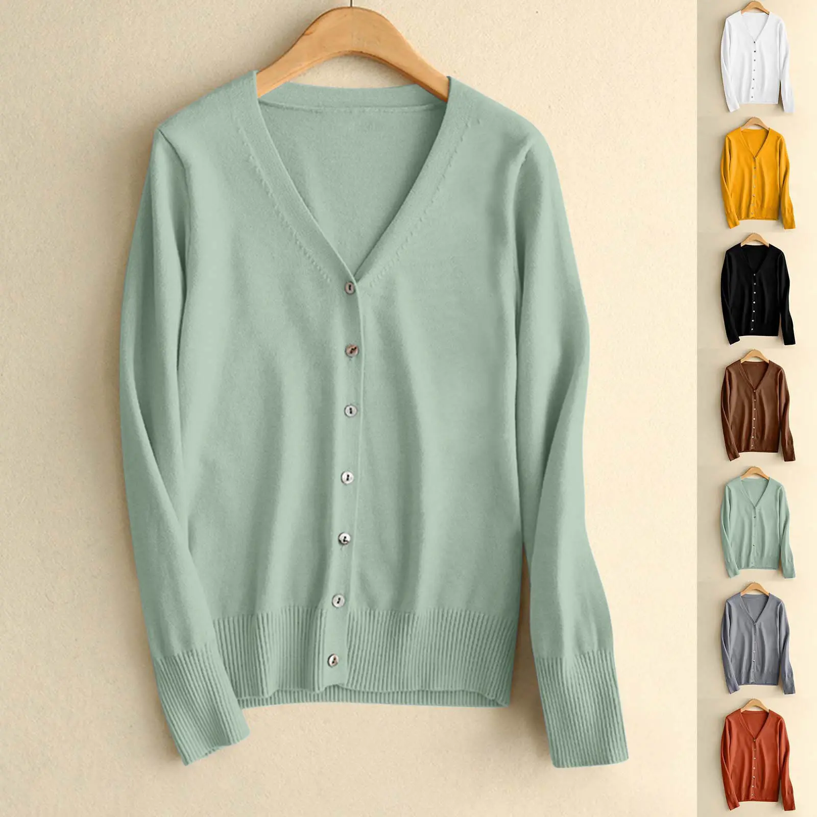 Women's New Spring And New Women's Sweater Cardigan V-neck Long Sleeve Plus Oversize Women's Cardigan Knitted Outer，2025 Viral Korean Style Cute Womenswear