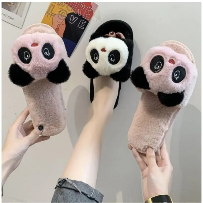 BIG SALE 4.4 Sandal Santai Boneka Panda/ Sandal Hotel Bulu Murah Shoes Wanita