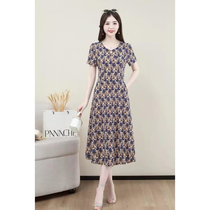 Product Introduction of Đầm trung niên AD1040, váy trung niên cho mẹ dự tiệc cao cấp chất vải  thun lạnh 3D đẹp nhẹ, mịn mát co giãn 4 chiều 13