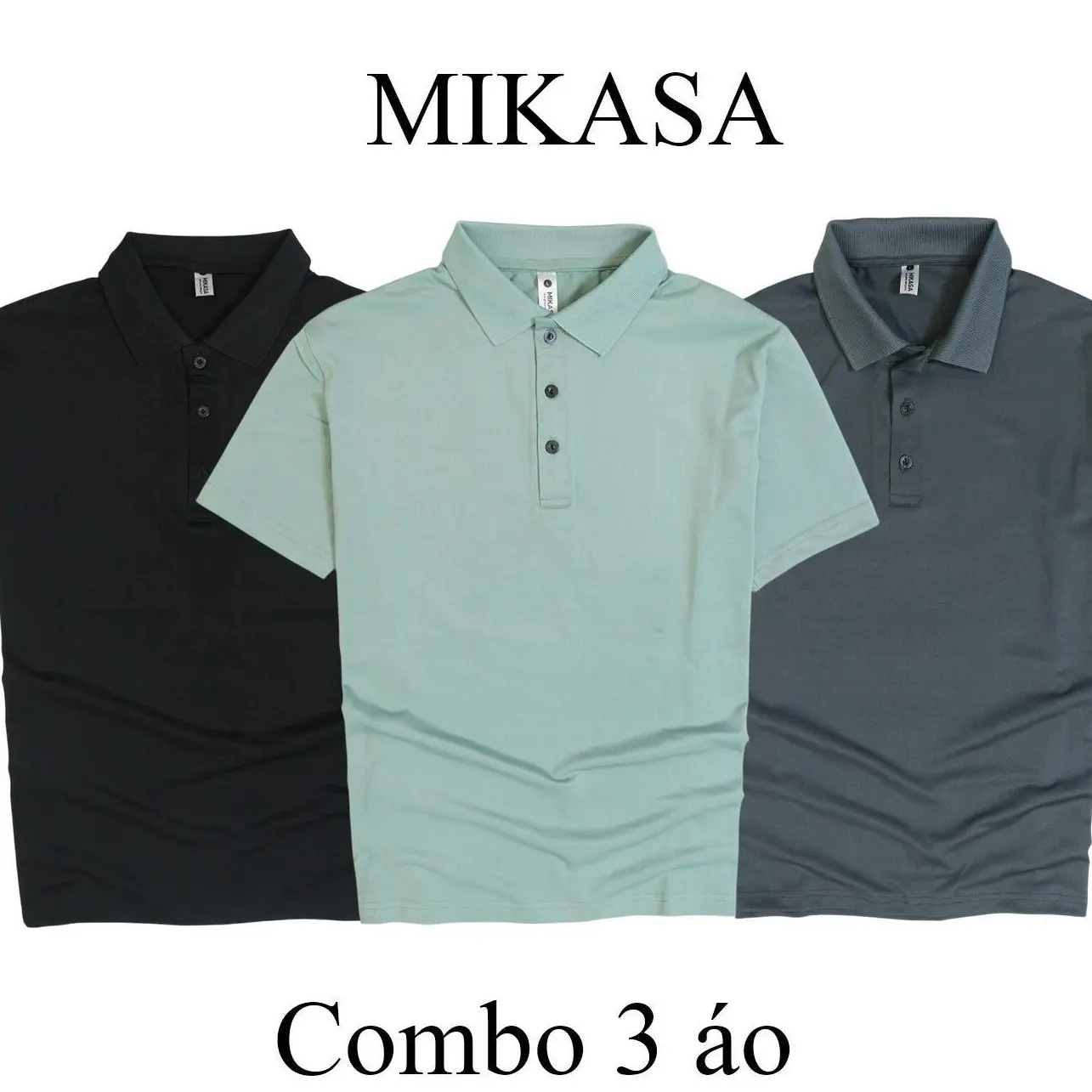 Combo 3 Áo POLO Nam Mikasa " Best Seller" ngắn không bo tay , có cổ, phong cách thời trang Menswear Shirt