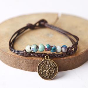 Gelang Tangan Seramik, Dua Belas Zodiak, Dibuat dengan Tangan di Jingdezhen, Glaze Bunga dan Manik / Helai, Gelang Tunggal Wanita, Paparan Barang Kemas, Seramik Bangles Bracelets