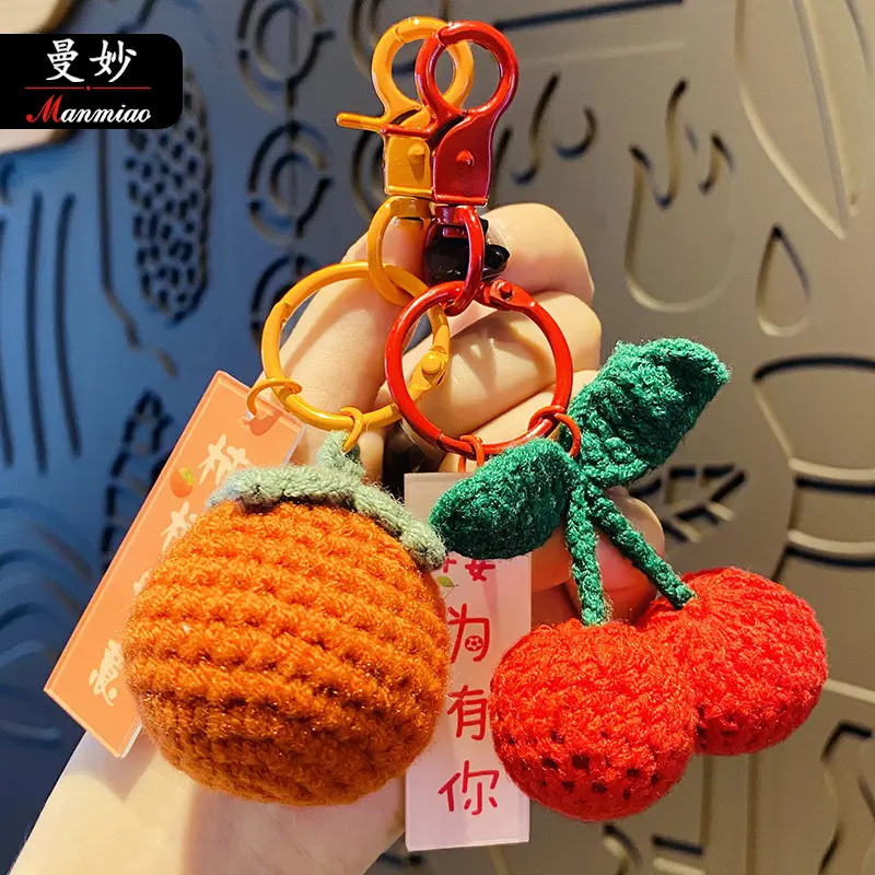 Plush Crocheted Good Things Happened Pendant Hand-Woven Wool Persimmon Won the Championship at One Stroke Bag Keychain Accessories