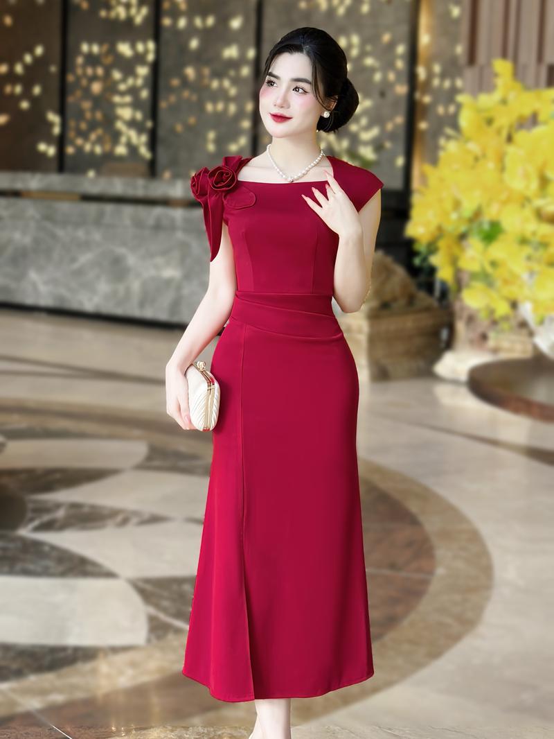 Product Introduction of [MIỄN SHIP] MDU4332 Váy Xleo Hàn 2 Lớp - Váy Dáng Ôm Body Sang Trọng Dành Cho Nữ Dress Women Đỏ 1