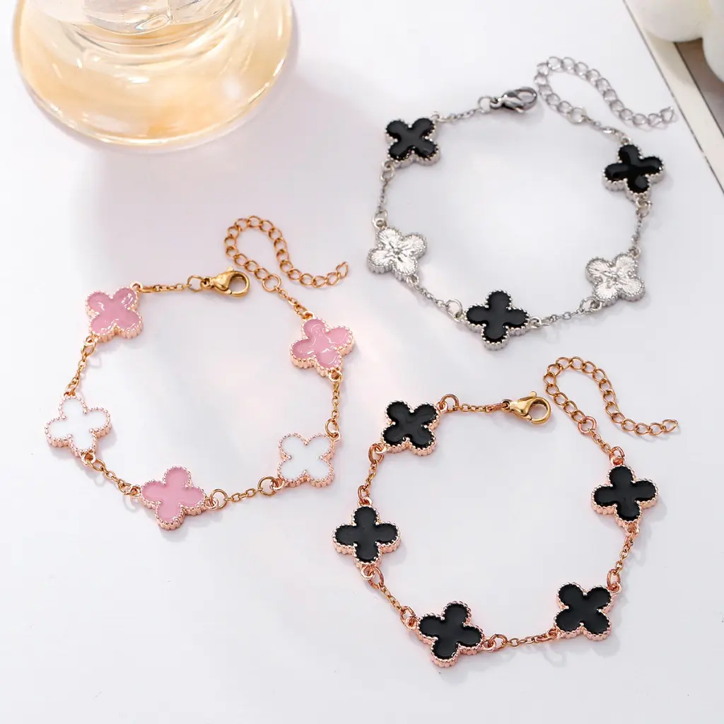 Vòng Tay, Thiết Kế 3 Lá, Jushi, Có Thể Điều Chỉnh, Thích Hợp Làm Quà Tặng Ngày Lễ, Không Dị Ứng, Dành Cho Nữ, Đồ Trang Sức