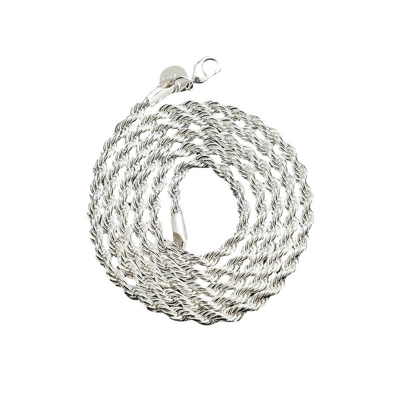 Vòng Cổ Bạc xoắn 4mm, đồ trang sức Hợp Xu hướng bán chạy, bạc mạ, Hàng Mới Về 4