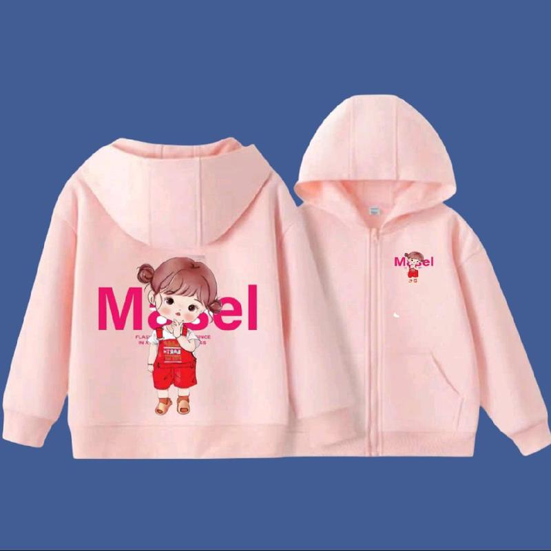 Áo khoác trẻ em Hoodie chất liệu nỉ cotton mềm mịn ấm áp cho bé ép nhiệt 5D cao cấp hình Cô Bé Dễ Thương