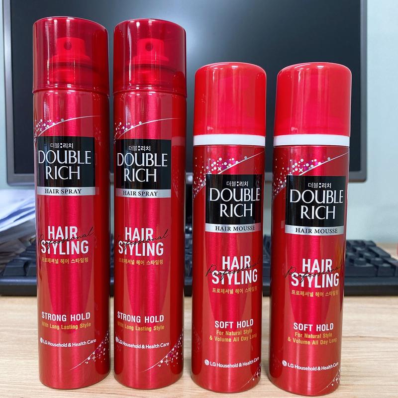 Xịt giữ nếp tóc dưỡng tóc DOUBLE RICH Hair Spray Long Lasting Hold (170ml) - Xịt dưởng tóc Hair Mousse Soft Hold 150ml