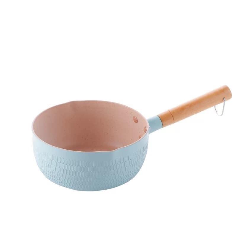 Chảo Sâu Lòng Chống Dính 18cm Chiên Xào Nấu, Quánh Sâu Lòng Tay Cầm Gỗ Tiện Lợi 0
