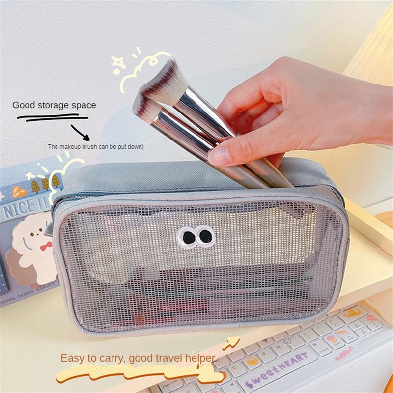 Product Introduction of Túi Đựng Mỹ Phẩm Lưới Trong Suốt, Màu Pastel Mới, Thiết Kế Mắt To Dễ Thương, Hộp Đựng Đồ Trang Điểm, Túi Trang Điểm Kawaii, Hộp Đựng Đồ Trang Điểm Cầm Tay, Túi Đựng Đồ Vệ Sinh Cá Nhân Nam Tim Bag Kem Da 33