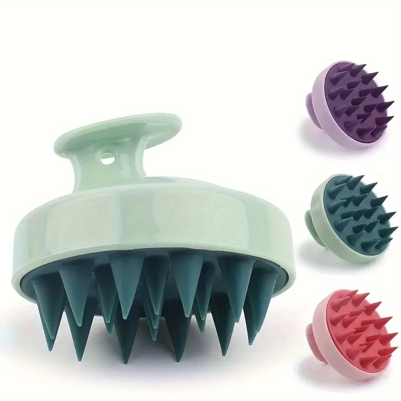 Bàn Chải Massage Da Đầu Bằng Silicon Mềm, Lược Gội Đầu Tẩy Tế Bào Chết Nhẹ Nhàng Để Chăm Sóc Tóc Và Da Đầu, Không Chạy Bằng Pin, Có 3 Màu Có Sẵn