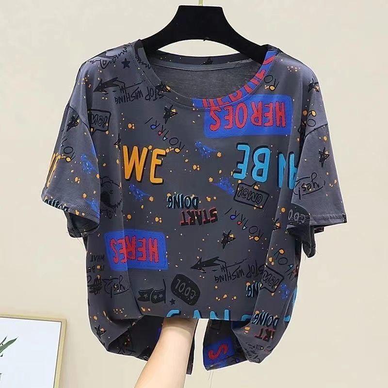 Product Introduction of Áo Thun ngắn Tay Phong Cách Hàn Quốc Mùa Hè Mới, Ngoại Cỡ, Dành Cho Nữ, Dáng Rộng Vừa Vặn, Quần Áo Ngoại Cỡ, Áo Giấu Bụng, [Đánh Giá Tích Cực 1004] 1