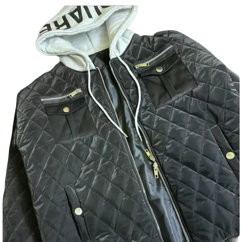 Áo phao trần trám 3 lớp dày dặn phối mũ nỉ cho nam Menswear có cổ jacket 0