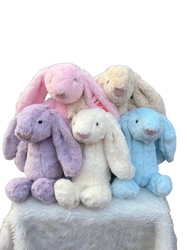 Thêu Tên Thỏ bông tai dài Bunni Jellycat thêu tên theo yêu cầu Size 25 cm; lông mượt; ko rụng lông tặng kèm khăn Thú Bông Thú Nhồi Bông baby three blind box rồng jellycat gấu khắc gấu thỏ gấu khắc Toy Đồ Chơi Phát Nhạc