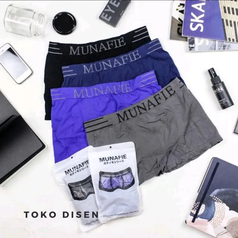 3pcs Pakaian Dalam Pria Celana Boxer pria celana dalam pria import Dewasa Cowok Pendek Katun Sport 0