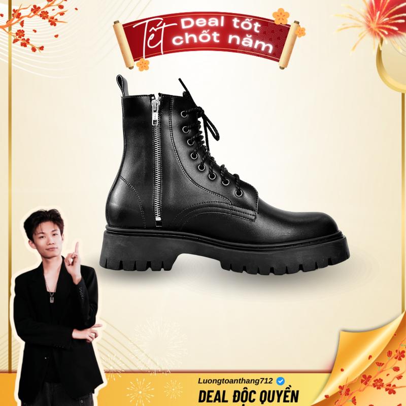( Lùi 1 size ) Chunky Combat Boots Ver 2, giày chiến binh khoá kéo Bốt cao Ngang bắp chân