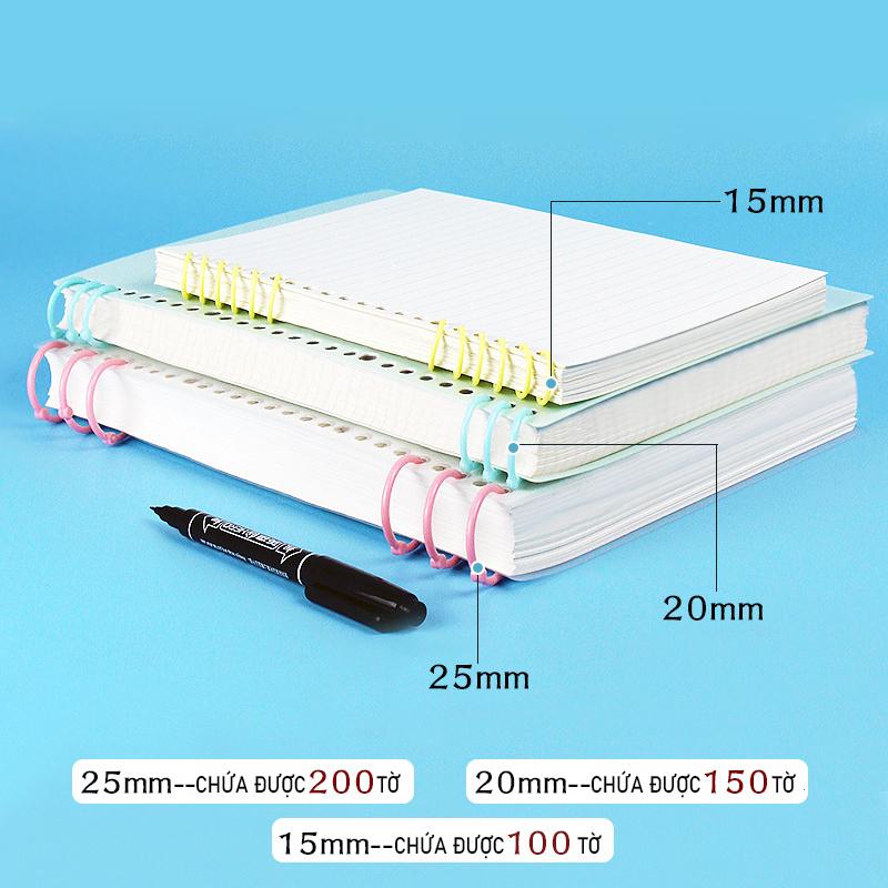 Hộp 32 chiếc 15mm 15 chiếc 20mm khoen còng nhựa PE nhiều màu Pkbeoshop làm Flashcard sổ bìa còng móc treo đồ 8