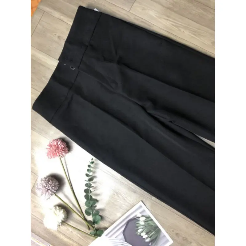 Quần Ống Loe Cạp Cao 2 Cúc Tôn Dáng Có Túi, Quần Vải Tuyết Mưa Hàn, Quần nữ đơn giản sang trọng DE LANA KOREA V828 không có Drawstring 6
