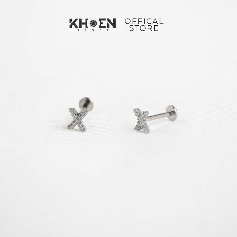 (1 Chiếc) Khuyên Chữ X Đá - Titanium G23 - Khoen Store 1