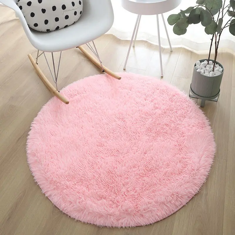 Thảm lông decor trang trí -Thảm chup ảnh sản phẩm màu loang hồng size 1m6x2m và tròn 1mx1m, mặt sau chống trơn trượt 4