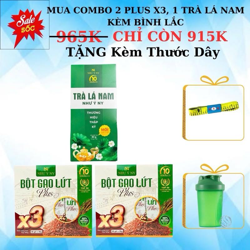 [Freeship] Combo 2 Bột Gạo Lứt Plus X3 Như Ý NY + 1 Trà Lá  Nam Như Ý NY, Tặng Kèm Thước Dây
