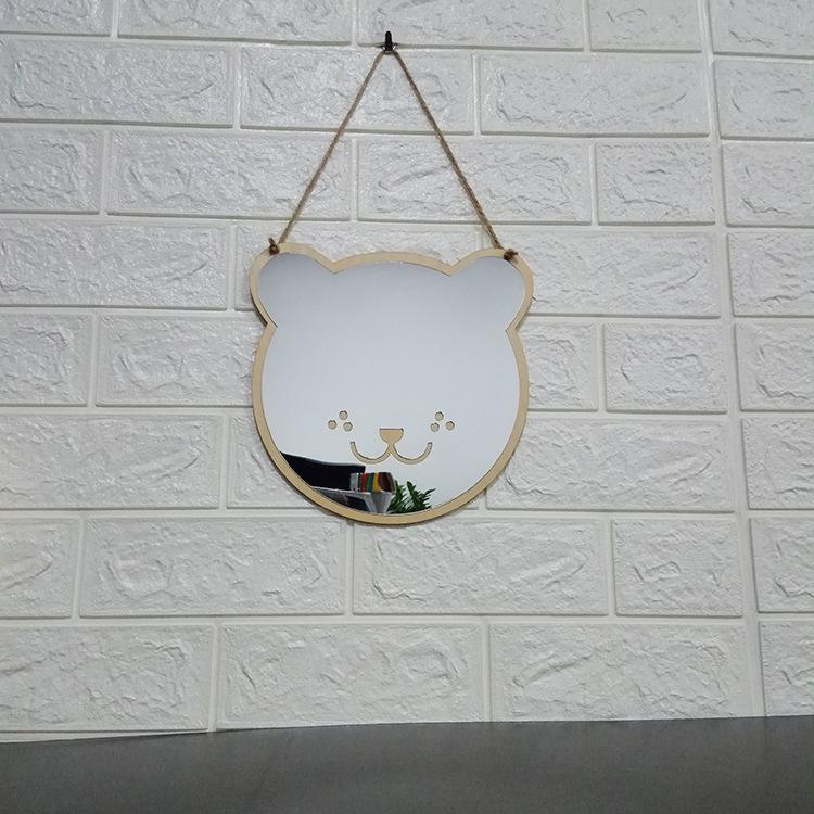Product Introduction of Acrylic Wooden Mirror Cute Teddy Bear Mirror Home Decor Creative Home Wooden Crafts Wall Decorations Makeup Mirrors 4