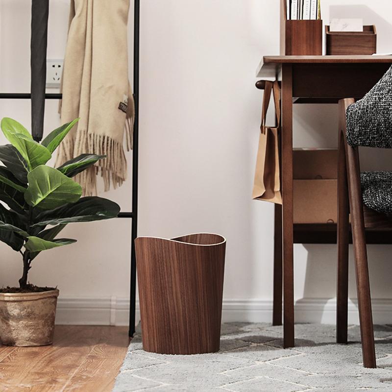 for Creative Storage Wooden Trash Can Home Bucket Garbage Bin Hotel Living Room Office Wastebasket Cans Nordic Recycling 1