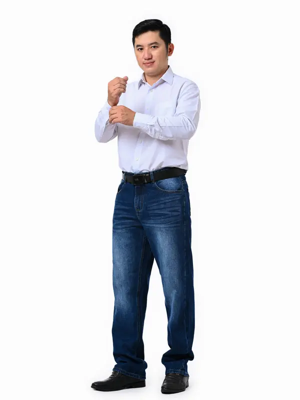 Quần jean nam trung niên LUCA big size ống suông rộng chất denim không co giãn - Pants, Menswear 5