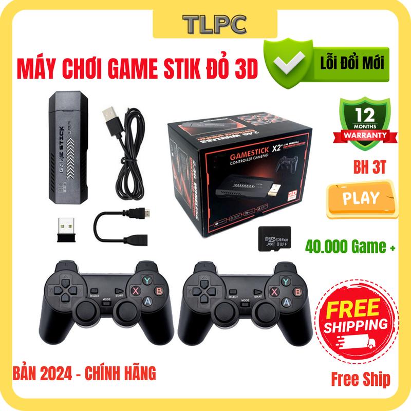 Máy Chơi Game Cầm Tay Stick Đỏ 4K 64gb X2 Plus Kết Nối Tivi HDIM 41000 + Game PSP, PS1, 3D,...Có 2 Tay Cầm Kết Nối Không Dây may  game dientu máy  chơi