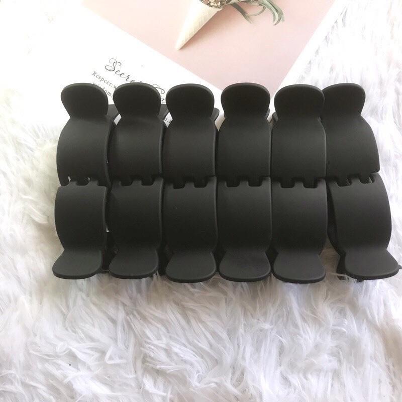 Vỉ 12 Kẹp Càng Cua 5 Răng, 3 Răng, Kẹp Tóc Đen Nhám, Kẹp Bầu Cao Cấp