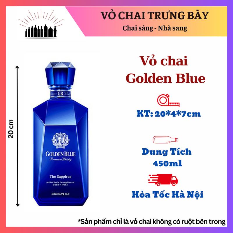 Vỏ chai Golden Blue xuất xứ Hàn Quốc trang trí nhà 0