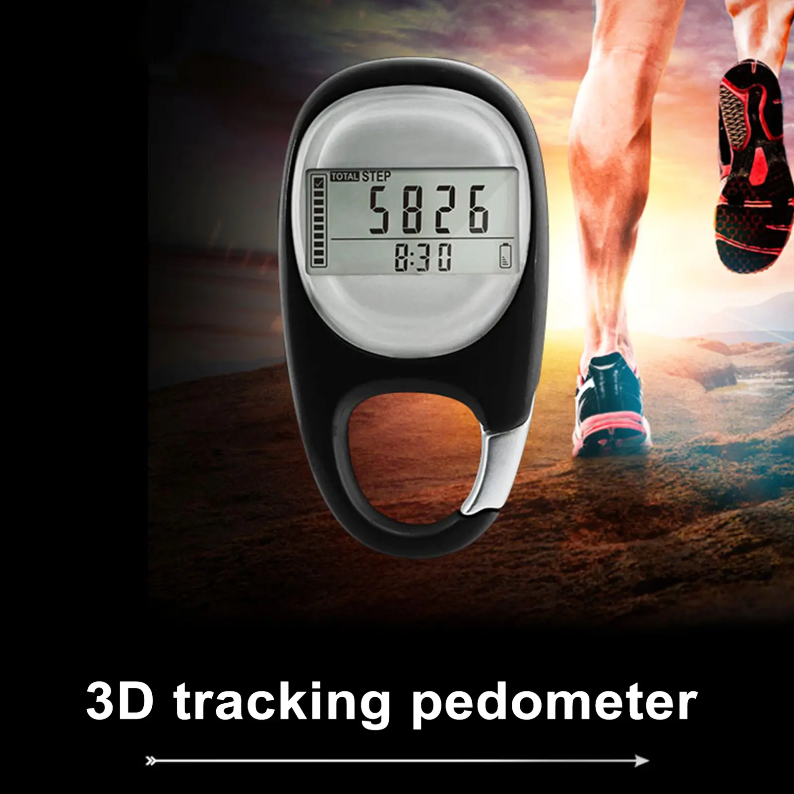 Swazsdk 3D Step Counter Simple Walking Pedometer with Carabiner Accurate Clip Step Tracker for Men Women Kids Seniors