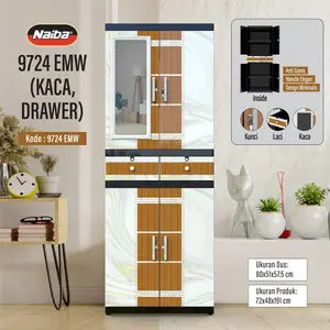 LEMARI PAKAIAN MSC FIT DRAWER - NAIBA (KARGO) Furniture Plastik Kunci Pintu Laci Dengan Kaca