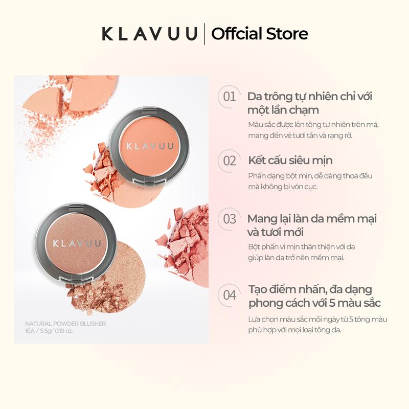 Phấn Má Hồng Trang Điểm Mịn Lì Klavuu Urban Pearlsation Natural Powder Blusher 5.5g 3
