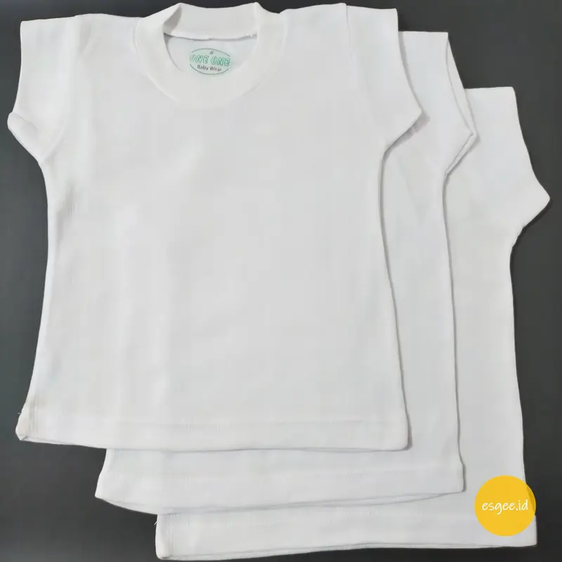 3 Pcs Kaos Oblong Bayi Lengan Pendek Polos Putih Original 0